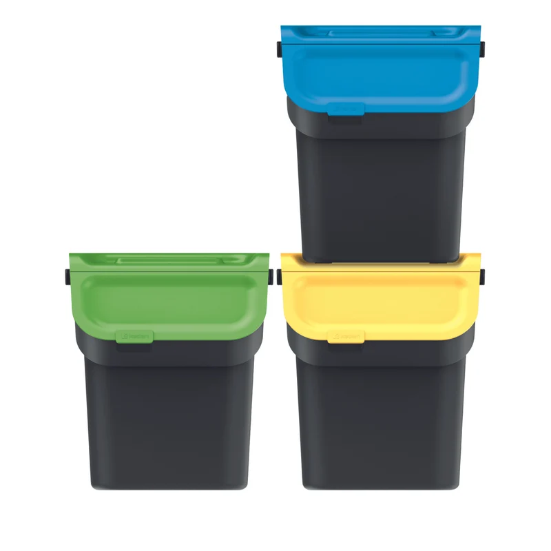 Set de poubelles Keden, pour la collecte sélective, 3x20 litres, noir, Kaddi Q Set