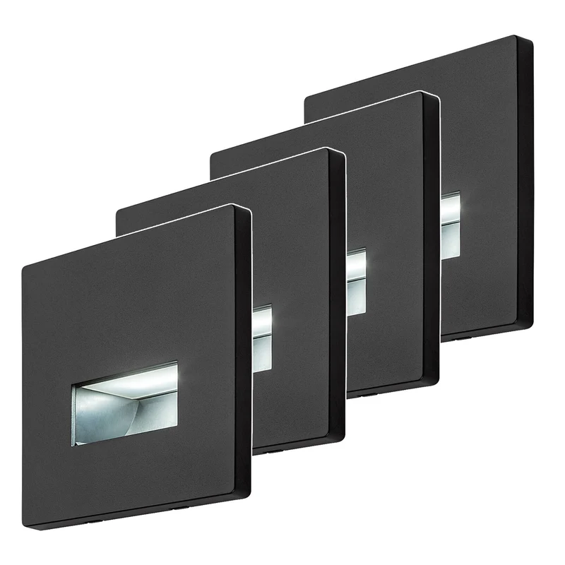Lampe Lunca LED 1 W, IP20, noire, couleur de lumière réglable : 3 000, 4 500, 6 500 K, 77195, lot de 4