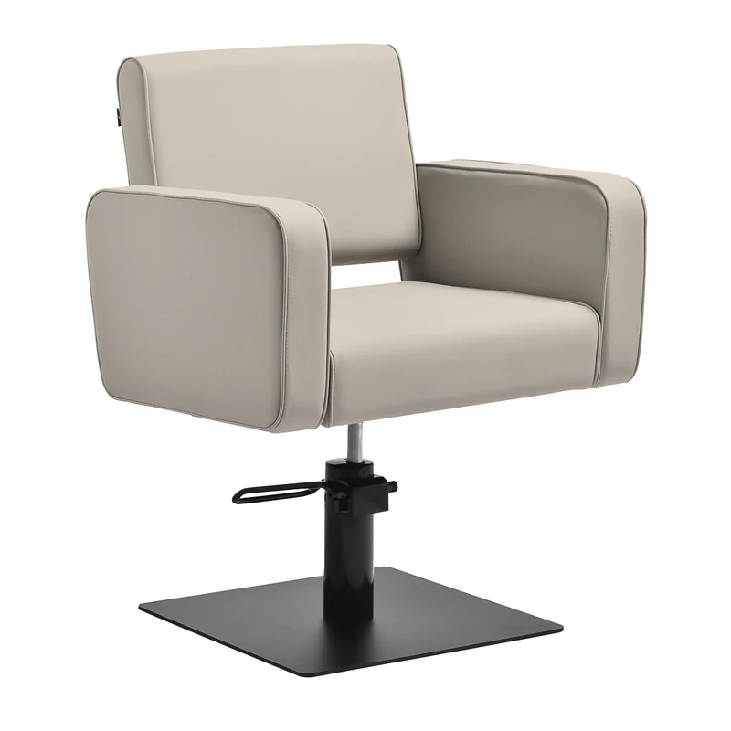 Gabbiano Bilbao Kappersstoel – Grijsbeige Kappersstoel met Zwarte Basis – Hydraulische Lift – Ergonomisch Design – Luxe Comfort voor Professionele Salons