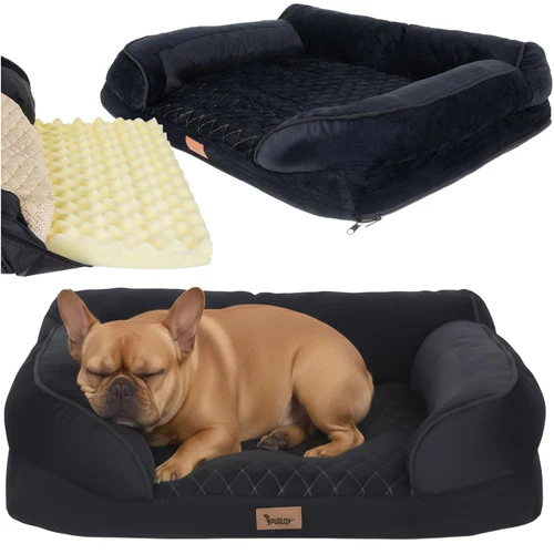 Orthopedische Hondenmand S 65 x 55 cm – Ergonomisch Hondenbed met Traagschuim – Wasbare Hoes – Antislip – Zwart