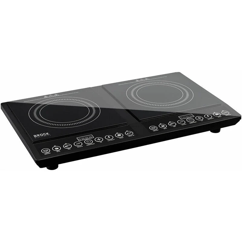 BROCK Vrijstaande Inductie Kookplaat – 2 Pits – 2x 2000W – Digitaal Display – 5 Functies & 8 Warmtestanden – Zwart