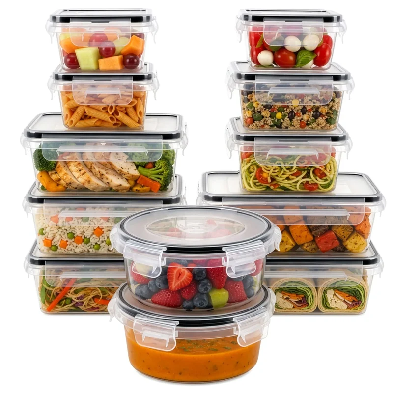Vershoudbakjes Set 12 Stuks – Meal Prep Bakjes met Deksel – 350 ml tot 1 Liter