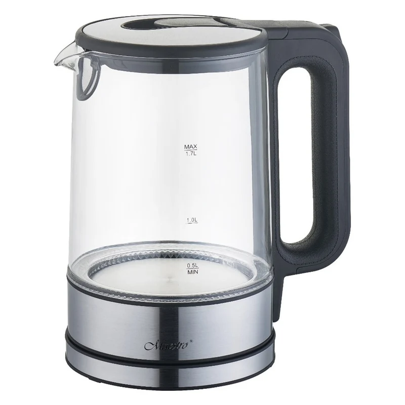 MAESTRO MR-053 Bouilloire électrique sans fil 1.7L verre & ; acier inoxydable éclairé 2200W