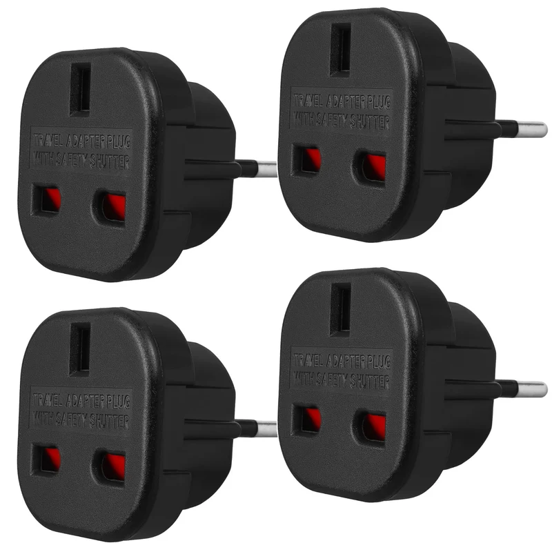 Adaptateur Maclean UK socket vers EU plug, noir, MCE72, 4 pièces