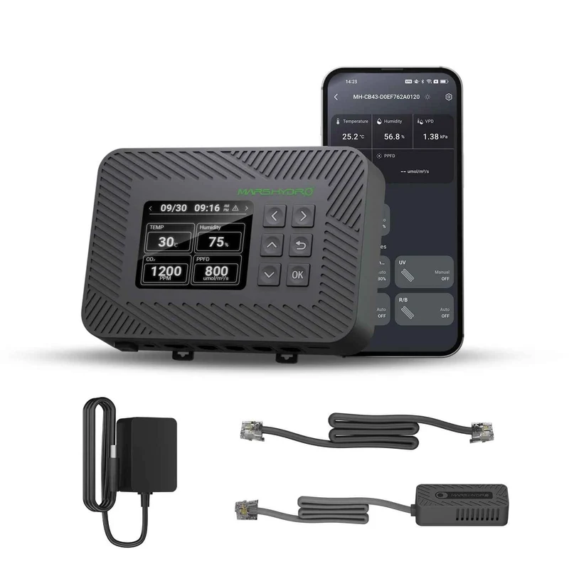 Mars Hydro Controller 43 Slimme Kweektent Klimaatcontroller – 3-in-1 Temperatuur-, Luchtvochtigheid- & PPFD Sensor voor LED Grow Lights