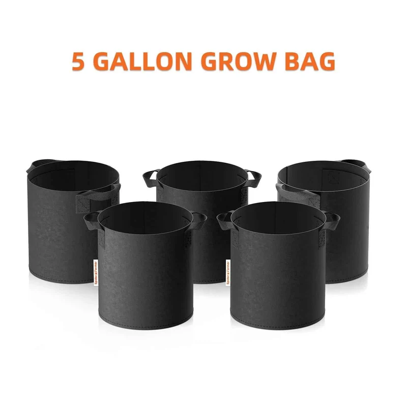 Spider Farmer 5-Pack 19L Stoffen Kweekzakken – Herbruikbare Grow Bags met Air Pruning voor Binnen- & Buitenkweek