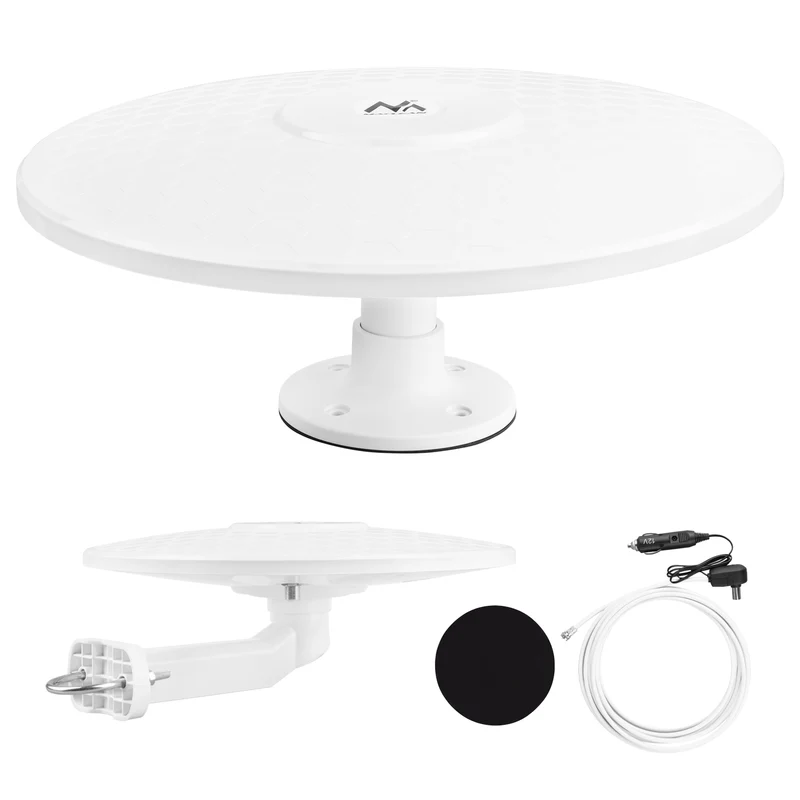 Antenne omnidirectionnelle Maclean DVB-T/T2 HEVC, active, camping-car, 12V, MCTV-103