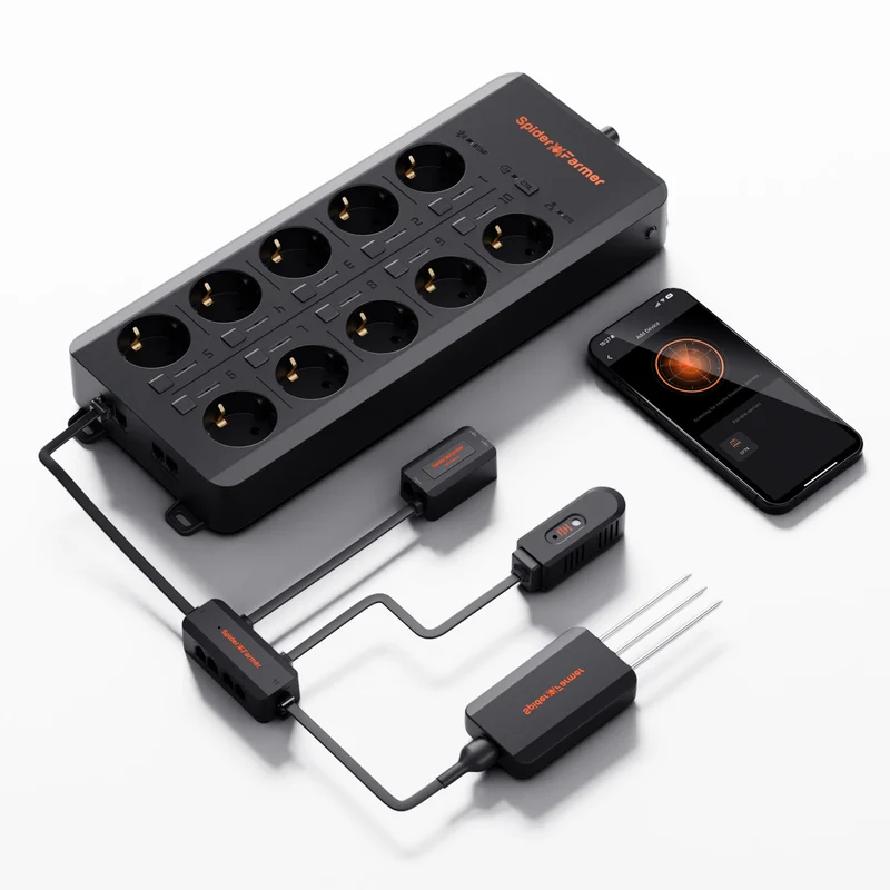 Spider Farmer GGS AC10 Klimaatcontroller – Slimme WiFi & Bluetooth Grow Controller met 10 Smart AC-Uitgangen voor Kweektent Automatisering