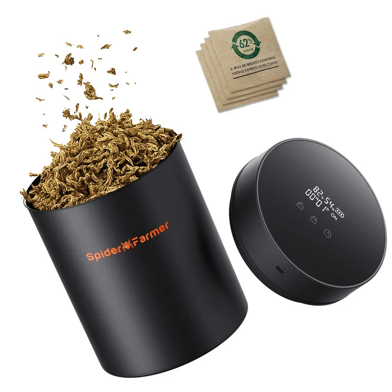 Spider Farmer 2L Auto-Cure Smart Jar – Slimme Vacuüm Curing Pot met Digitaal Deksel, 62% Humidity Control & Automatische Drukregeling