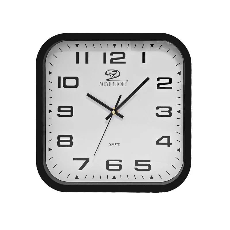 Wandklok 28,5 cm – Stille Klok – Vierkante Muurklok – Zwart
