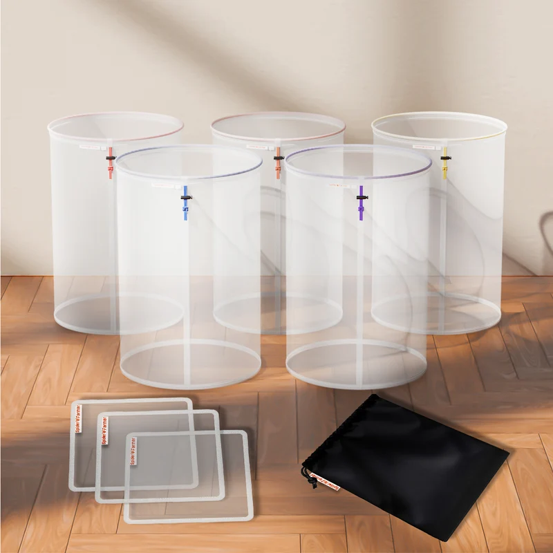 Spider Farmer 5-Pack 5-Gallon All-Mesh Filterzakken – Herbruikbare 25–220 Micron Bubble Hash & Ice Water Extractie Set