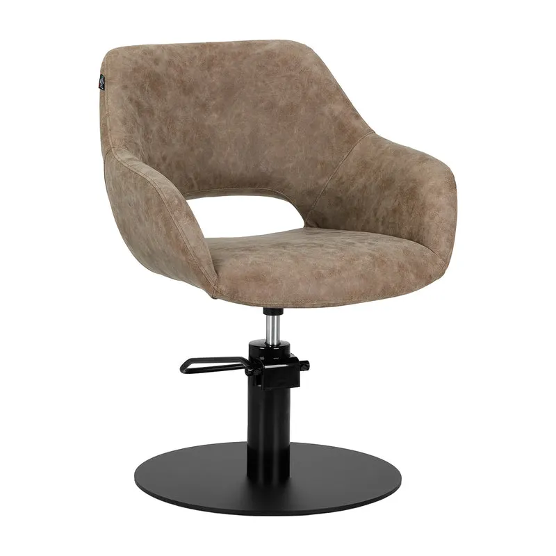 Gabbiano Morena Kappersstoel Oud Bruin – Luxe Hydraulische Salonstoel met 360° Draaifunctie & Ergonomische Comfortzitting