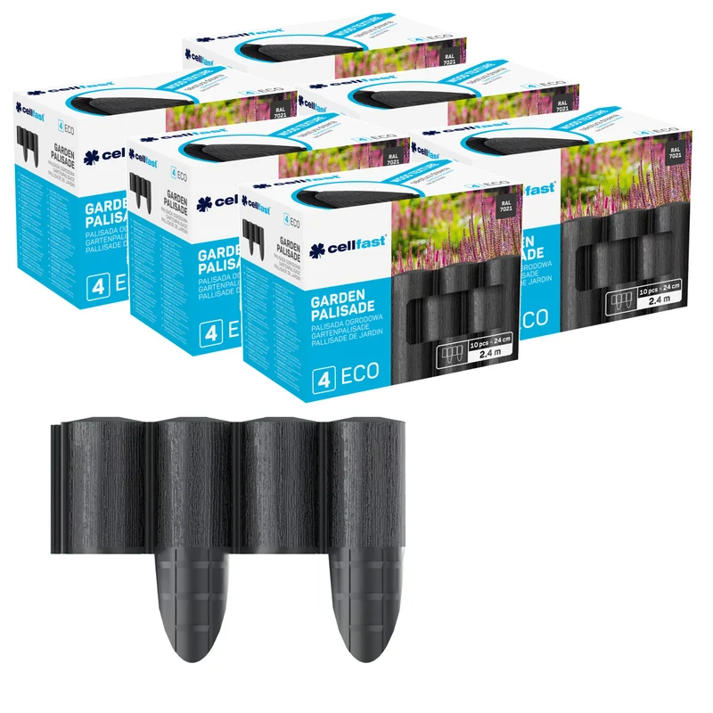 Palissade de jardin Cellfast, aspect bois, résistante au gel, longueur 14,4 m, couleur anthracite, 34-032
