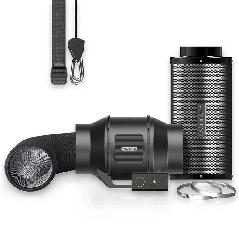 AC Infinity S6 150 mm Air Filtration Kit – Complete 6 Inch Inline Ventilator Set met Koolstoffilter, Ducting & 10-Snelheden Controller voor Kweektent Ventilatie