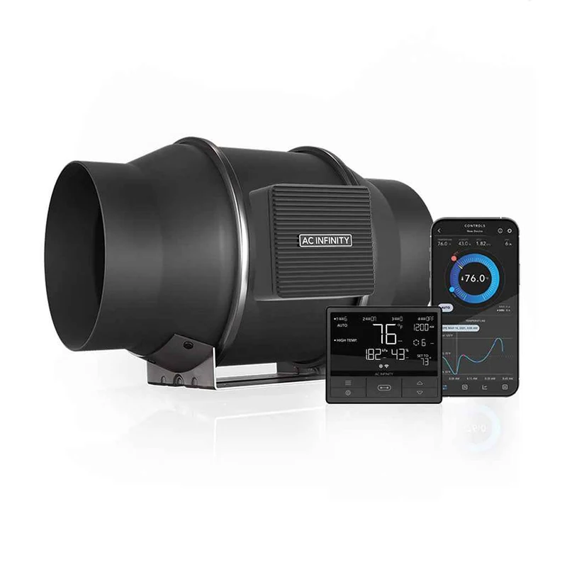 AC Infinity CLOUDLINE T6 Inline Afzuigventilator 150 mm – 402 CFM EC Ventilator met Temperatuur- & Vochtigheidsregeling voor Kweektent Ventilatie