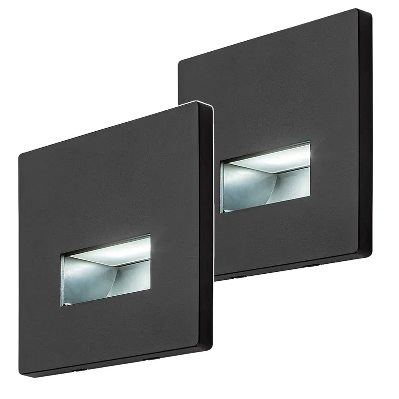 Lampe Lunca LED 1 W, IP20, noire, couleur de lumière réglable : 3 000, 4 500, 6 500 K, 77195, lot de 2