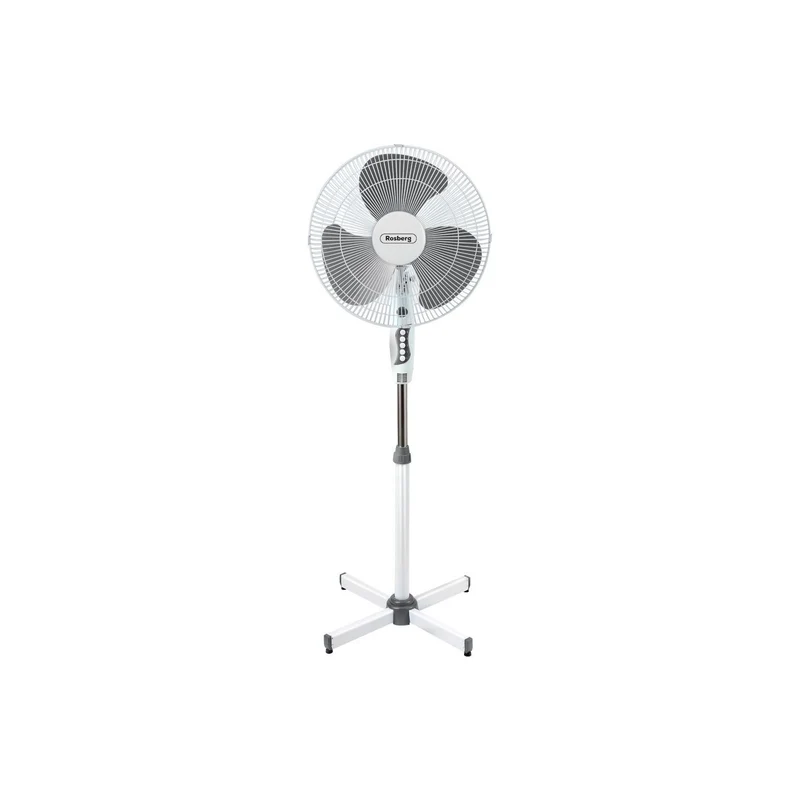Rosberg Staande Ventilator 40 cm – 45W – 3 Snelheden – Oscillerend – Verstelbare Hoogte – Wit/Grijs