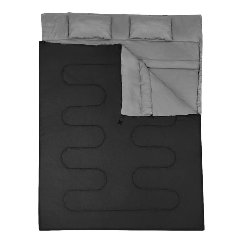 2de kansje Trendmix Dubbele Slaapzak 2-in-1 – Waterdicht – Met 2 Kussens & Draagtas – 220x150 cm – Voor Kamperen & Reizen – Zwart