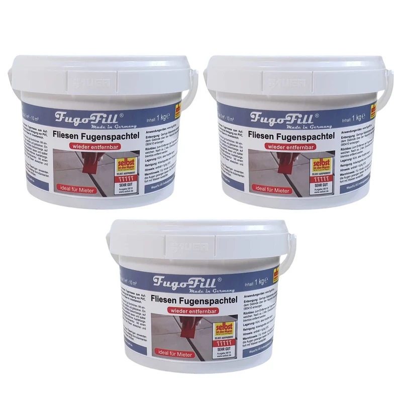 Mastic à joints amovible FugoFill, 3 x 1 kg, gris
