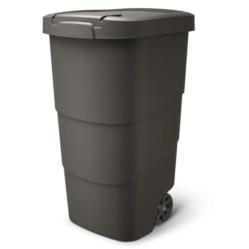 Poubelle avec roues et couvercle Keden Wheeler 110L universelle en plastique (noir)