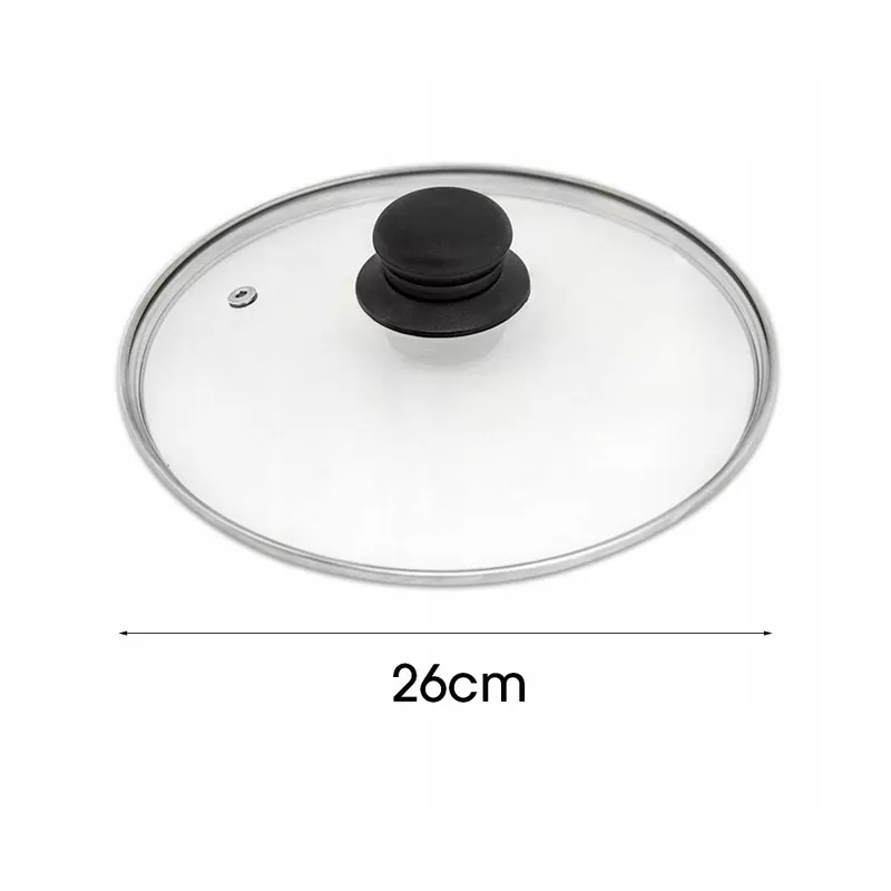 Pannendeksel 26 cm van Glas – Universeel Glazen Deksel voor Koekenpan, Hapjespan en Kookpan