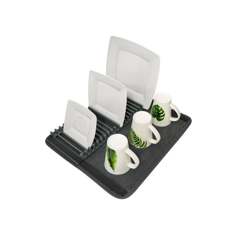 Opvouwbaar Afdruiprek met Absorberende Mat – Afwasrek voor Borden en Glazen – Ruimtebesparend – 43 x 37 cm