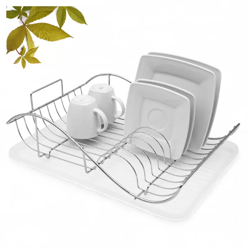 Afdruiprek RVS met Lekbak – Afwasrek voor Borden, Glazen, Mokken en Servies – Zilver – MH-311069C