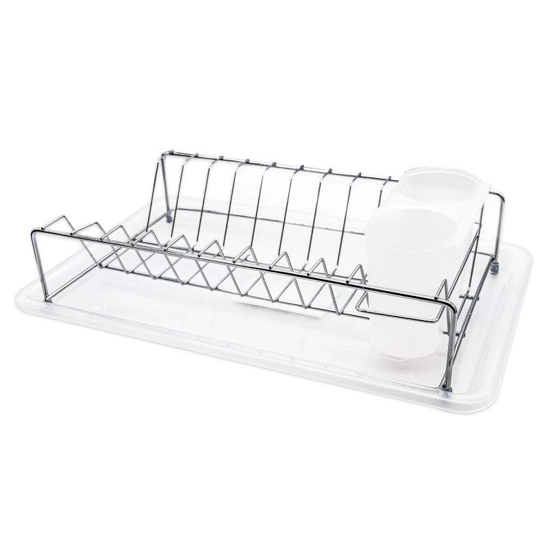 Afdruiprek Wit met Lekbak en Bestekhouder – Compact RVS Afwasrek voor Borden, Glazen en Servies – MH-8075W