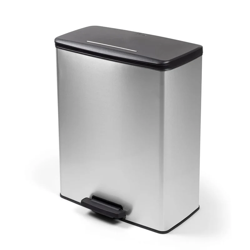 Poubelle à pédale Curver, 2 bacs de 26 L, finition métallisée, couleur argent, 251002