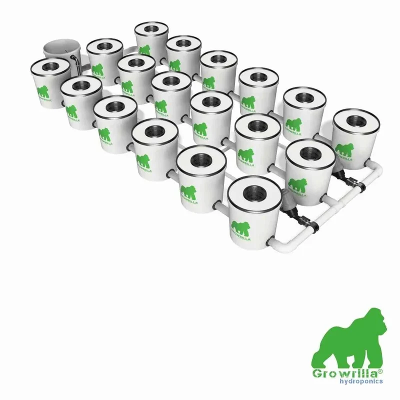 Growrilla RDWC PRO 18 Potten Hydroponisch Kweeksysteem – Professioneel Recirculerend DWC Systeem voor Grote Indoor Hydrocultuur