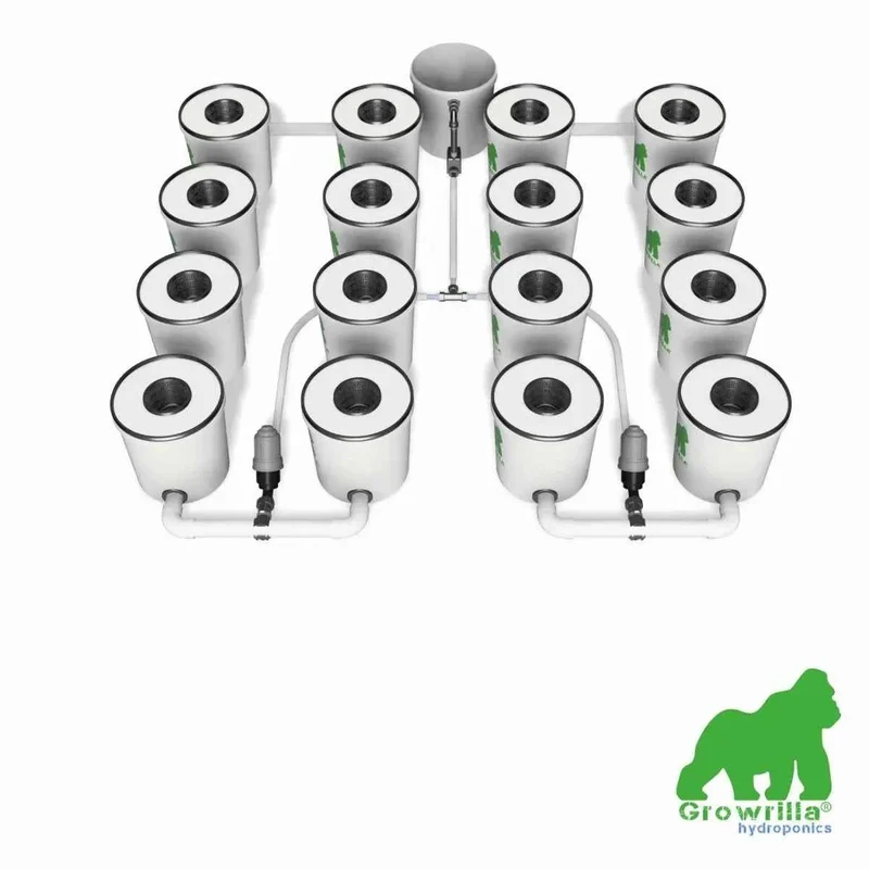 Growrilla RDWC PRO 16 Potten Hydroponisch Kweeksysteem – Professioneel Recirculerend DWC Systeem voor Grote Indoor Kweekruimtes