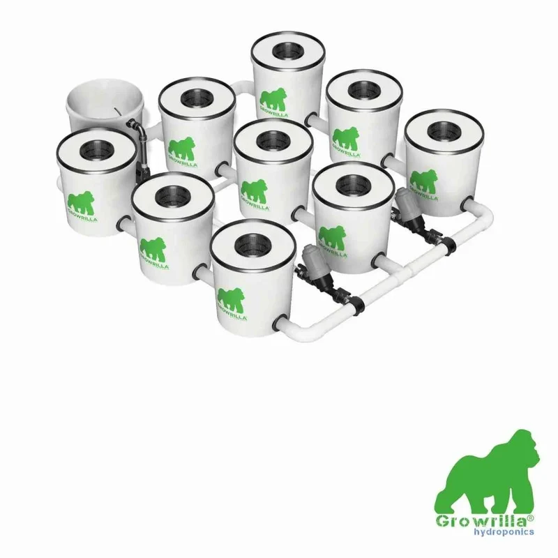 Growrilla RDWC PRO 9-Potten Hydroponisch Kweeksysteem – Professioneel Recirculerend Deep Water Culture (RDWC) Systeem voor 150×150 cm Binnenkweek