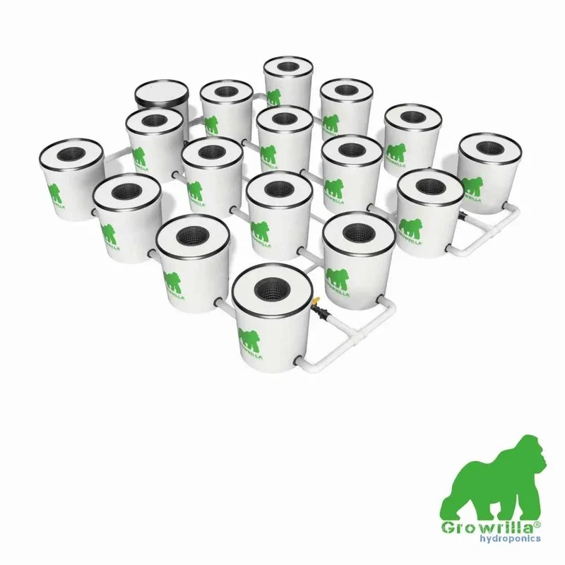 Growrilla RDWC 2.0 – 16-Pot Hydroponisch RDWC Kweeksysteem voor Professionele Binnenkweek & Grote Indoor Kweekruimtes