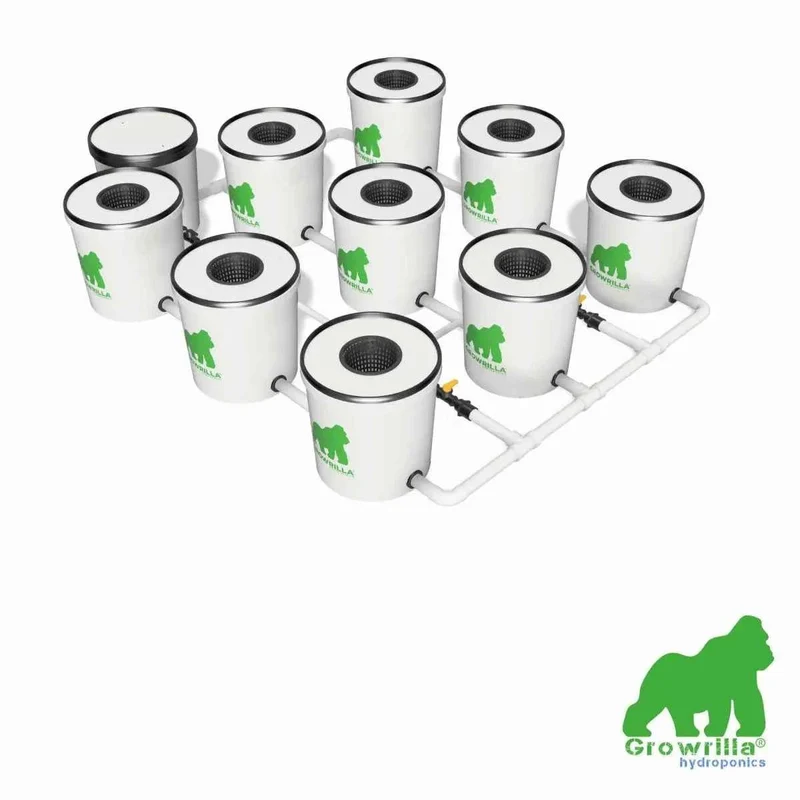 Growrilla RDWC 2.0 9 Potten Hydroponisch Kweeksysteem – Professioneel Recirculerend Deep Water Culture Systeem voor Indoor Hydrocultuur