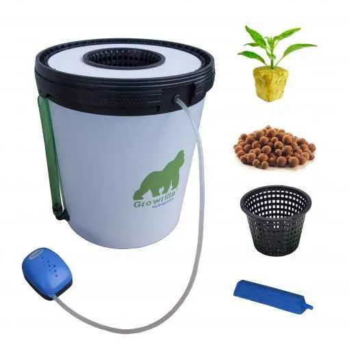 Growrilla RDWC Single Bucket DWC Systeem – Hydroponische Kweekemmer met Luchtpomp voor Indoor Hydrocultuur