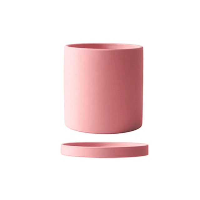 POTERIE – Moderne bloempot van keramiek met schotel