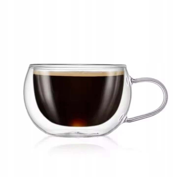 Dubbelwandig Koffieglas met Oor 250 ml – Thermoglas van Borosilicaatglas – Voor Koffie, Thee en Warme Dranken