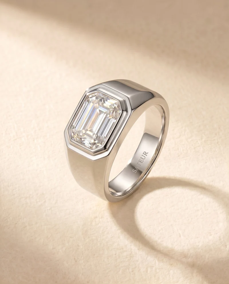 Satéur Homme Silver L' Esprit Diamond Ring™, 18K White Gold