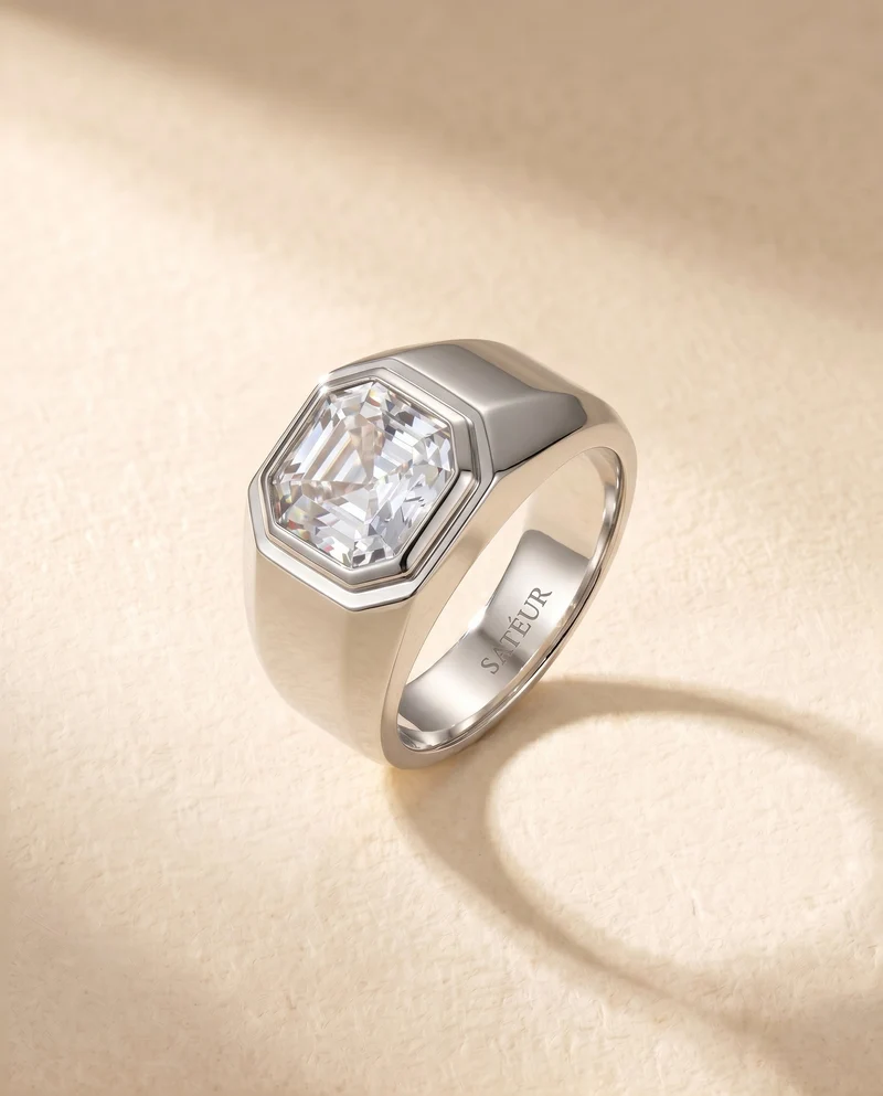 Satéur Homme Silver Latérale Diamond Ring™, 18K White Gold
