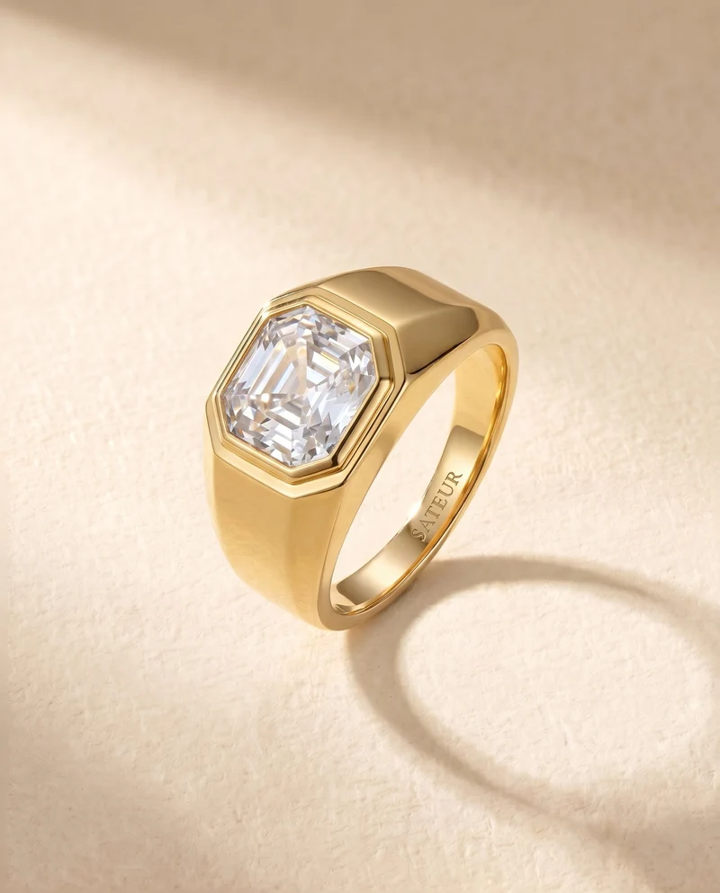 Satéur Homme Gold Latérale Diamond Ring™, 18K Gold