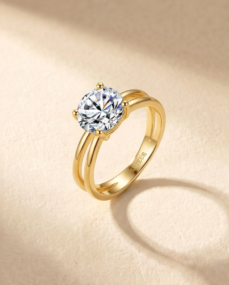 Satéur Aurous Gold Solitaire Diamond Ring™, 18K Gold