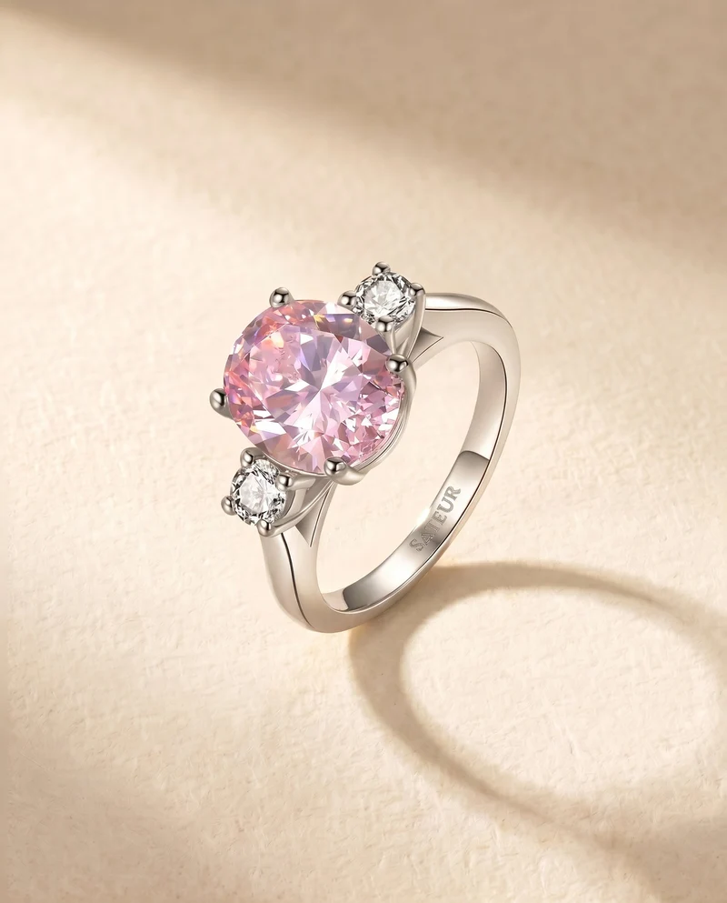 Satéur Rosé Éclat Diamond Ring™, 18K White Gold
