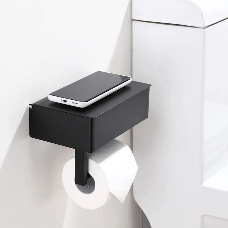 STAHLDELUXE TOILETHOUDER – Toiletpapierhouder van roestvrij staal met waterdichte opbergruimte voor telefoon en hygiëneproducten