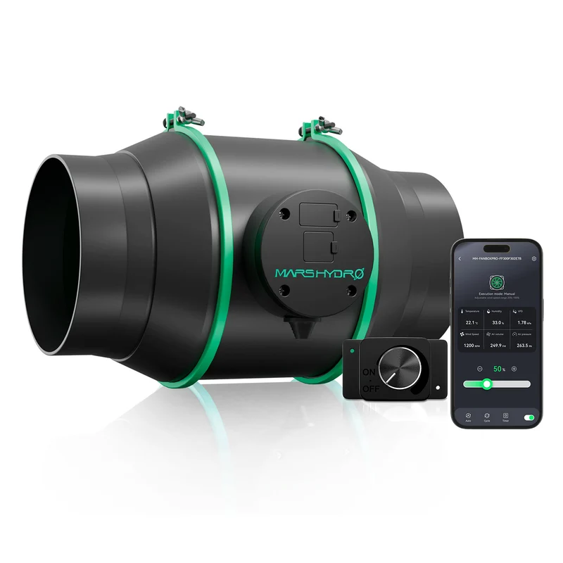 Mars Hydro iFresh 6″ Inline Afzuigventilator – 402 CFM EC Buisventilator met App, Auto Klimaatregeling & Kweektent Ventilatie