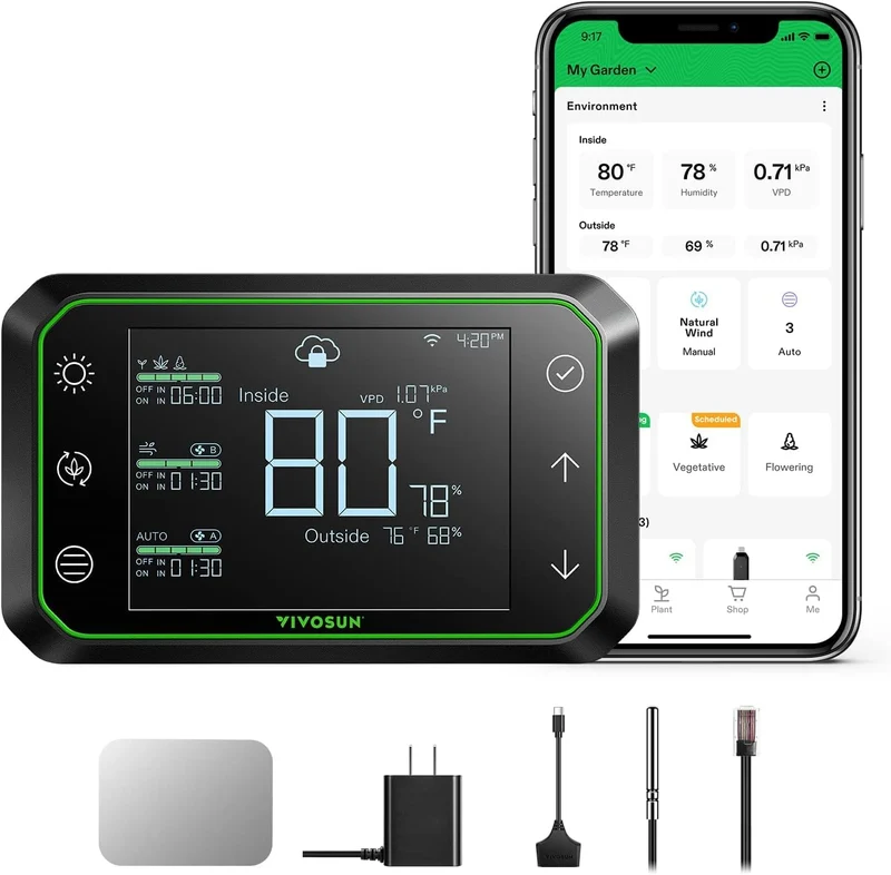 Vivosun GrowHub E42A Slimme Kweekcontroller – WiFi & App Controller voor Kweektent Automatisering, Verlichting & Klimaatregeling
