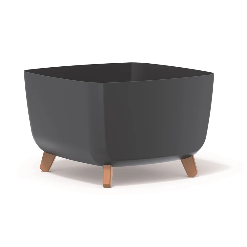 Pot de fleurs avec pieds amovibles incl. insert Prosperplast Gracia Square pour l'intérieur et l'extérieur Pot de fleurs carré en plastique résistant aux UV 39x39x27cm Anthracite