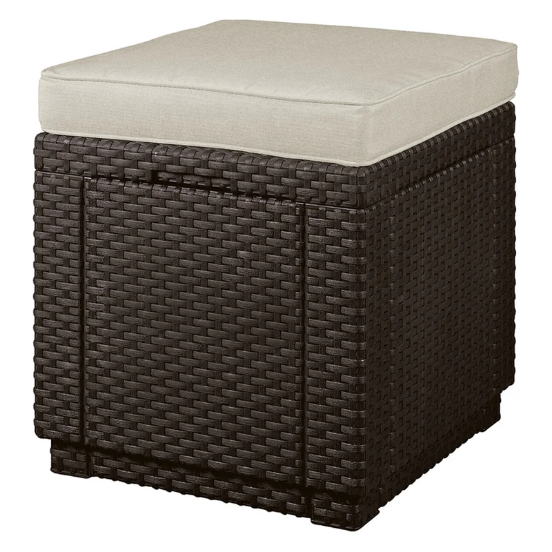 Siège Keter, avec coussin, fonction de rangement, brun, Cube avec coussin