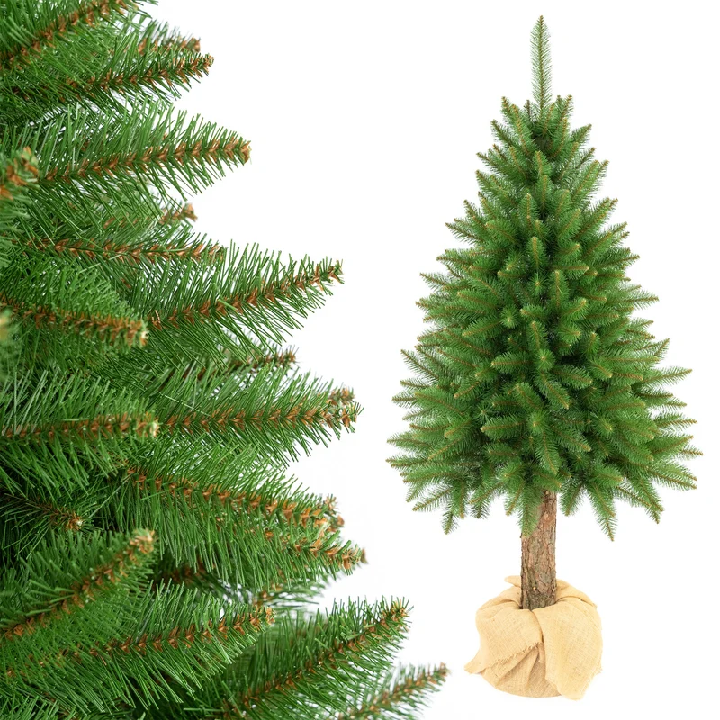 Sapin de Noël en épicéa sur tronc, modèle Premium, 160 cm, feuillage dense et réaliste, Damich