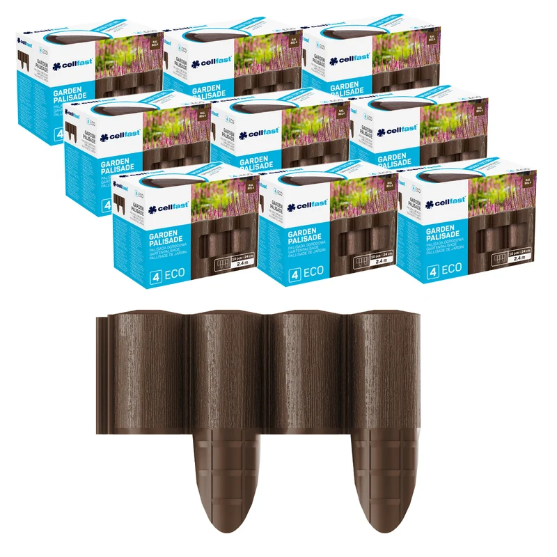Palissade de jardin Cellfast, aspect bois, résistante au gel, longueur 21,6 m, couleur marron, 34-031