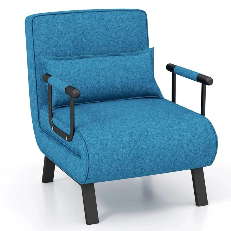 2de kansje Trendmix 4-in-1 Slaapstoel Blauw – Inklapbare Slaapbank – Verstelbare Rugleuning – Slaapfauteuil 1 Persoon – Tot 150 kg Draagvermogen